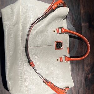 Dooney & Bourke Gray and brown leather Satchel with Structured Design